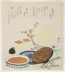 (Sellos, Herramientas de Tallado, Caja de Tinta de Porcelana y Rama de Ciruelo), 1820